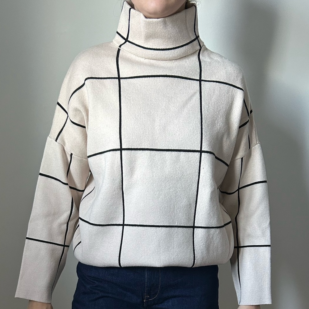 Fine Knit Geometric Turtleneck
